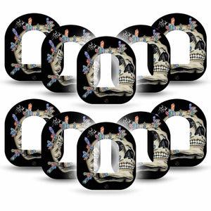 ExpressionMed Crystal Skulls Omnipod Tape, 10-Pack Tape Gem-encrusted Skull, Adhesive Patch Pump Design
