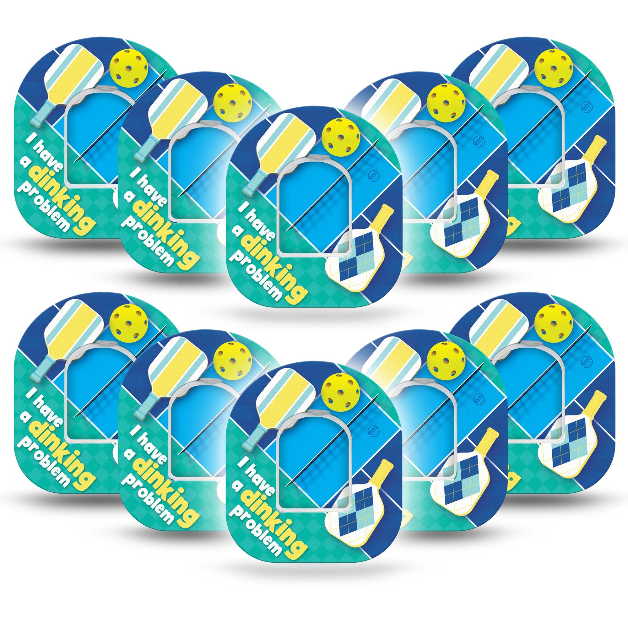 ExpressionMed Pickleball Omnipod Tape 10-Pack Tape and 10-Pack Sticker Playful Pickleball Dink Inspired Adhesive Patch Pump Design