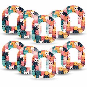 ExpressionMed Rainbow Cats Omnipod Tape, 10-Pack Tape Legion of Cute Cats, Adhesive Patch Pump Design