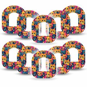 ExpressionMed Catorama Omnipod Tape 10-Pack Two Toned Kitty Art Adhesive Patch Pump Design