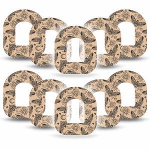 ExpressionMed Tattoo Print Omnipod Tape 10-Pack Tape Mystical Moth Pattern, Adhesive Tape Pump Design