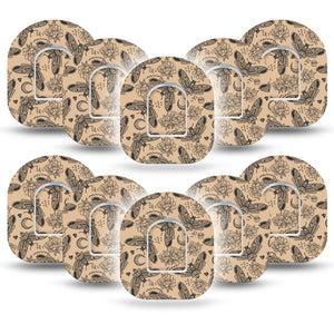 ExpressionMed Tattoo Print Omnipod Mini Tape 10-Pack Tape and 10-Pack Sticker Rose Moth Symbolism Tattoo, Adhesive Tape Pump Design