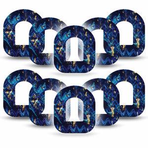 ExpressionMed Molten Midnight Omnipod Tape 10-Pack Tape Smoky Melted Blue Hues Gold, Adhesive Patch Pump Design