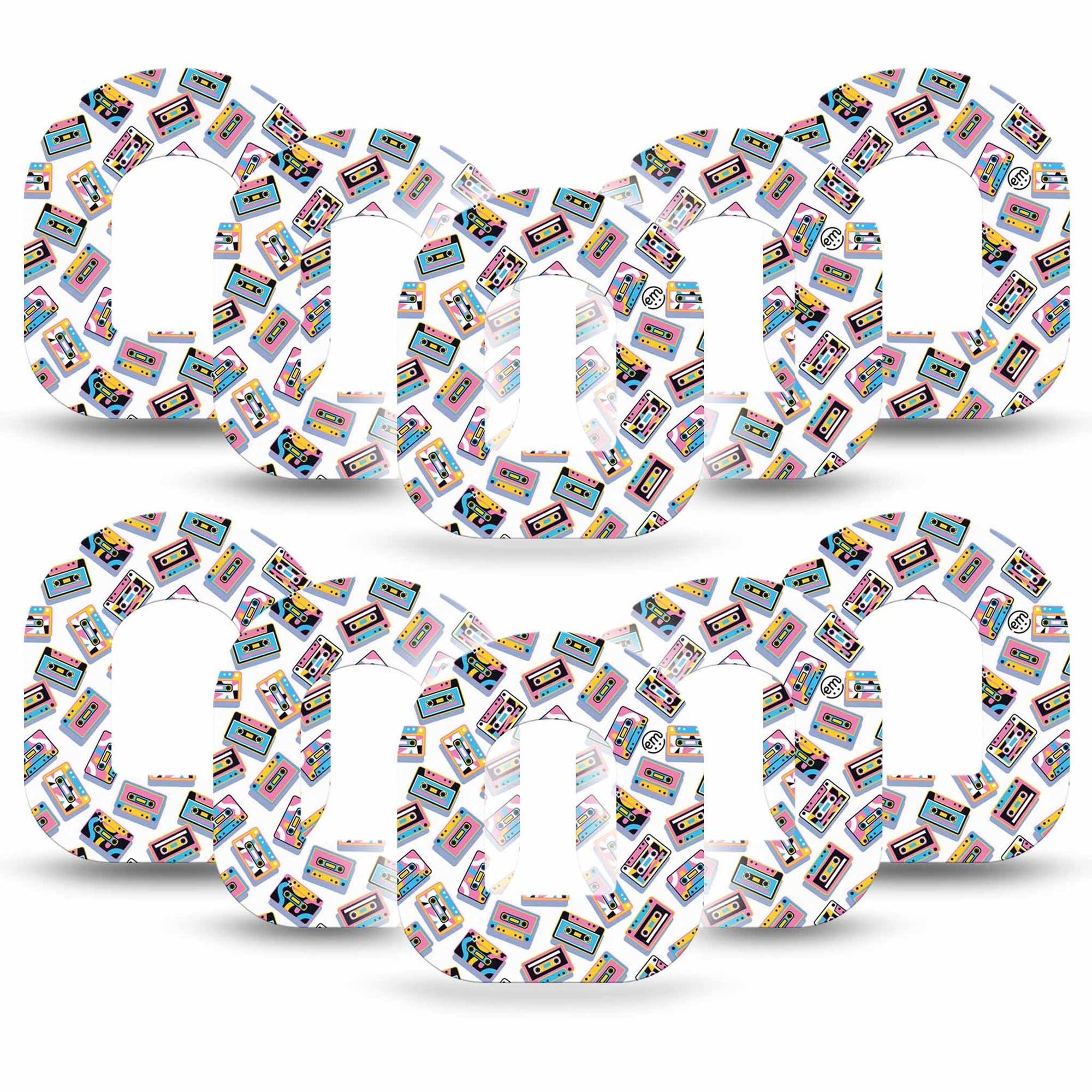 ExpressionMed Vintage Music Tapes Omnipod Tape 10-Pack Tape Vintage Cassette Tapes, Adhesive Tape Pump Design