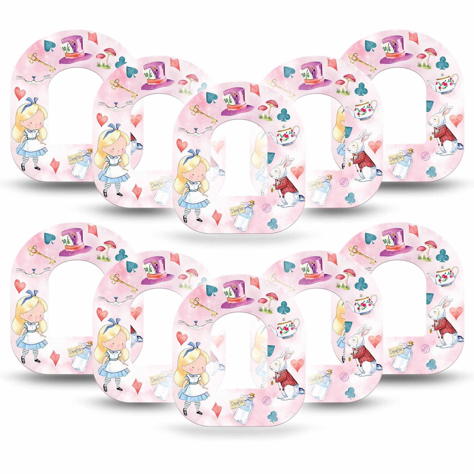 ExpressionMed Alice in Wonderland Omnipod Tape 10-pack Tape Pink Alice In Wonderland Story Motifs, Adhesive Patch Pump Design
