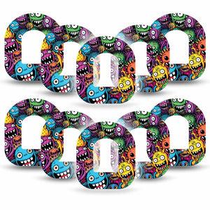 ExpressionMed Funky Monsters Omnipod Tape 10-Pack Tape Colorful Monster Guys, Adhesive Patch Pump Design