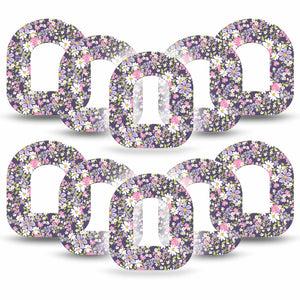ExpressionMed Purple and Pink Flowers Omnipod Tape 10-Pack Tape Tiny Lilac Pink Flower Blooms, Adhesive Patch Pump Design
