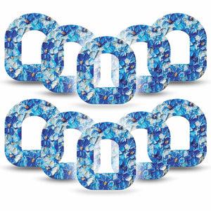 ExpressionMed Blue Paint Omnipod Tape 10-Pack Tape Thick Acrylic Look Florals, Adhesive Patch Pump Design
