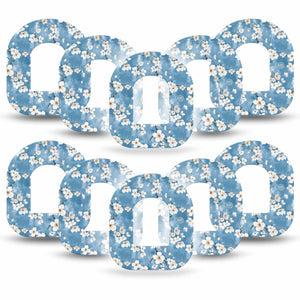 ExpressionMed Cherry Blossom Omnipod Tape 10-Pack Tape Limewash Painted White Blooms, Adhesive Tape Pump Design