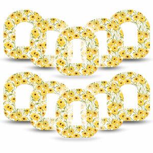 ExpressionMed Yellow Mosaic Floral Omnipod Tape 10-Pack Tape Gold Sunflower Garden, Adhesive Tape Pump Design
