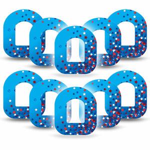 ExpressionMed Confetti Stars Omnipod Tape 10-Pack Tape United States Inspired Star Confetti, Adhesive Patch Pump Design