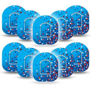 ExpressionMed Confetti Stars Omnipod Tape 10-Pack Tape and 10-Pack Sticker Star Sprinkles, Adhesive Patch Pump Design