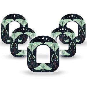 ExpressionMed Luna Moth Omnipod Tape 5-Pack Tape Long-Tailed Moth, Adhesive Patch Pump Design