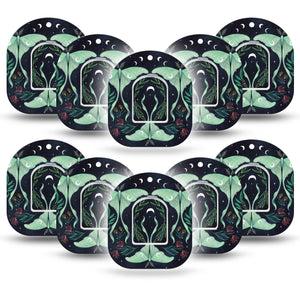 ExpressionMed Luna Moth Omnipod Tape 10-Pack Tape and 10-Pack Sticker Long-Tailed Moth, Adhesive Patch Pump Design