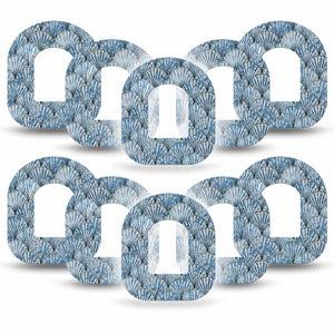 ExpressionMed Seashells Omnipod Tape, 10-Pack Tape Blue Clam Shell, Adhesive Patch Pump Design