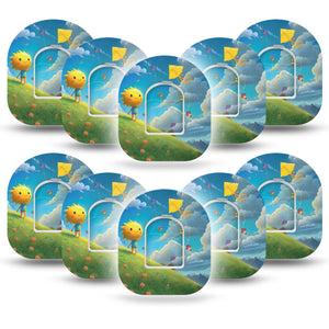 ExpressionMed Summer Kite Omnipod Tape, 10-Pack Tape and 10-Pack Sticker Sun Inspired Character, Adhesive Patch Pump Design