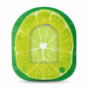 ExpressionMed Lime Pod Full Wrap Sticker Single with Matching Omnipod Patch Sticker Neon Green Slice of Lime Vinyl Decoration Pump design