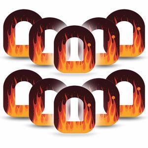 ExpressionMed Roarin' Flame Omnipod Tape, 10-Pack Tape Orange Flames Adhesive Patch Pump Design