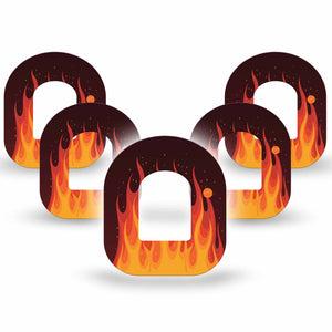 ExpressionMed Roarin' Flame Omnipod Tape, 5-Pack Tape Orange Flames Adhesive Patch Pump Design
