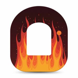 ExpressionMed Roarin' Flame Omnipod Tape, Single Tape Hot Flames Adhesive Patch Pump Design