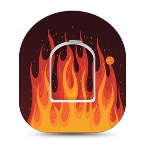 ExpressionMed Roarin' Flame Omnipod Tape, Single Tape and Single Sticker Hot Flames Adhesive Patch Pump Design