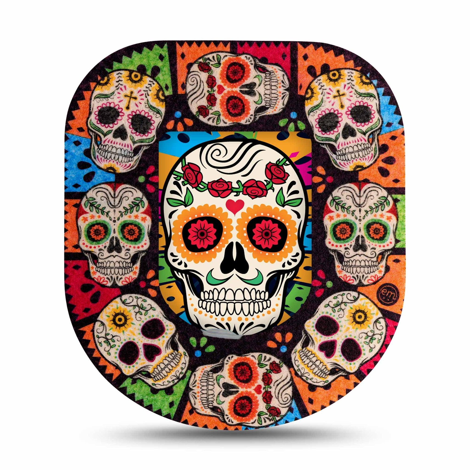 ExpressionMed Dia De Los Muertos Pod Sticker with Tape Single Sticker Only Vibrant Candy Skulls Vinyl Pump Design