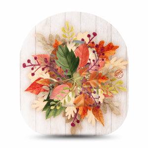 ExpressionMed Autumn leaves Pod Full Wrap Center Sticker with Matching Omnipod Patch Orange Fall Leaves Inspired Vinyl Pump Design
