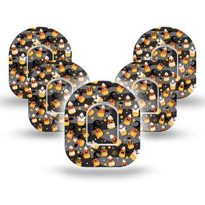 ExpressionMed Candy Corn Pod Tape, 5-Pack, Candy Sweet Treats, Omnipod Overlay Patch Design with center stickers