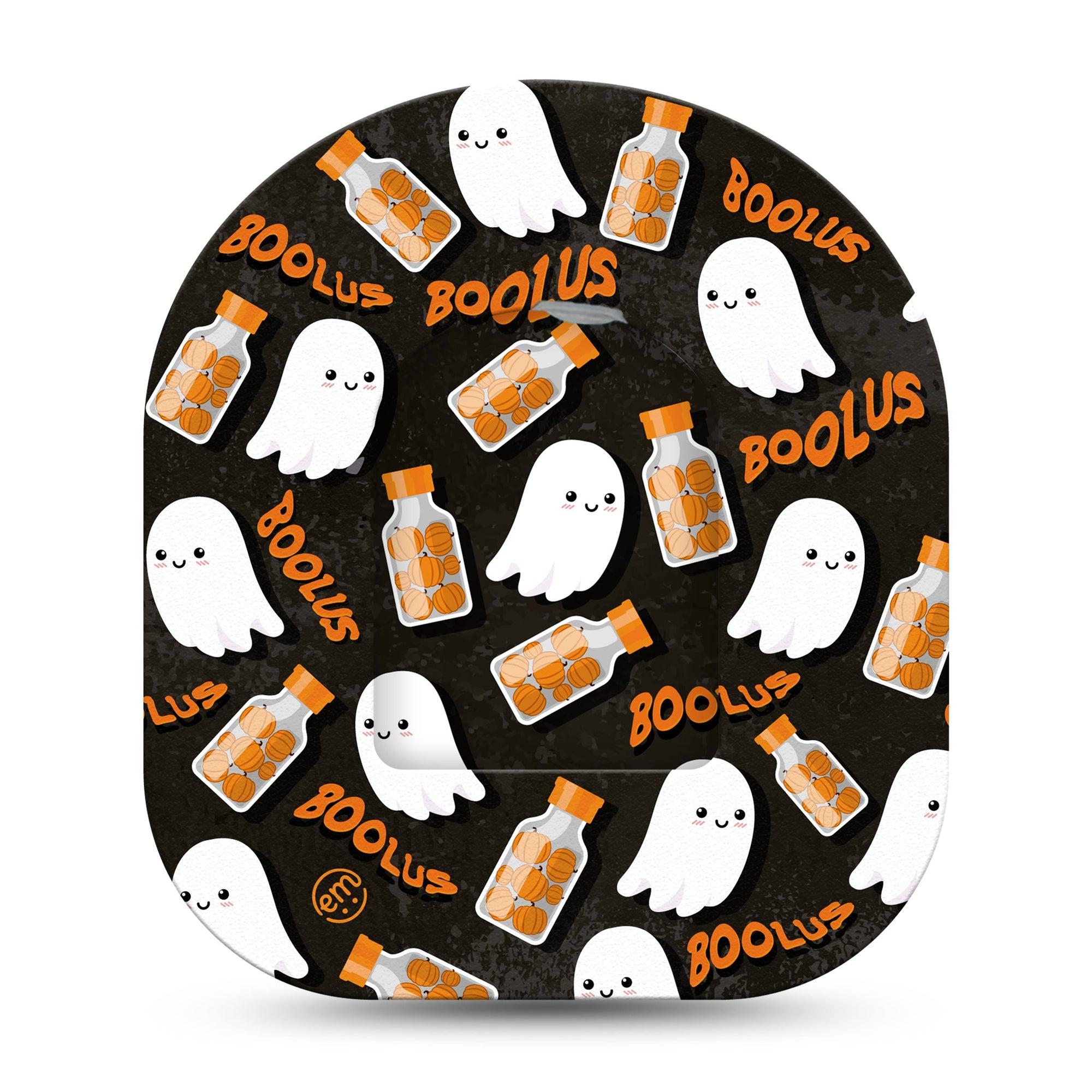 Expressionmed Boolus Pod Center Sticker with Matching Plaster Patch Single Sticker Only Diabetic Ghost Halloween Vinyl pump design 