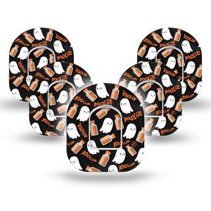 ExpressionMed Boolus Pod Tape, 5-Pack, Enchanting Cute Ghosts, Omnipod Plaster Patch Design with center stickers