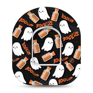 ExpressionMed Boolus Pod Tape, Single, Friendly bolus ghost, Omnipod Fixing Ring Patch Design with center sticker