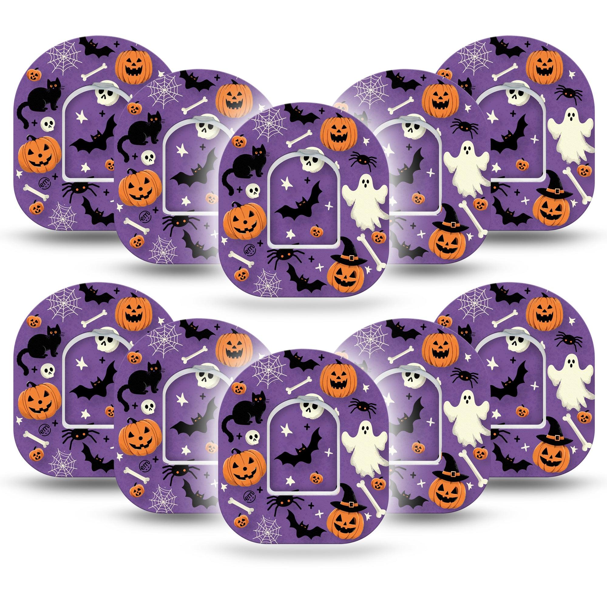 ExpressionMed Happy Halloween Omnipod Tape 10-Pack Tape and 10-Pack Sticker Fun Spooky Halloween Designs Adhesive Patch Pump Design
