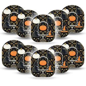 ExpressionMed Art Deco Halloween Omnipod Tape, 10-Pack Tape and 10-Pack Sticker Classic Halloween Motifs, Adhesive Patch Pump Design