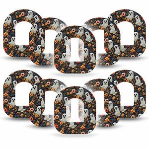 ExpressionMed Embroidered Ghost Omnipod Tape, 10-Pack Tape Fall Flowers Ghost Inspired, Adhesive Patch Pump Design