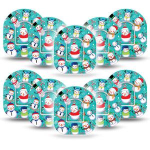 ExpressionMed Snowman Celebration Omnipod Patch, 10-Pack and 10-Pack Sticker, Winter Themed CGM Adhesive Tape Design