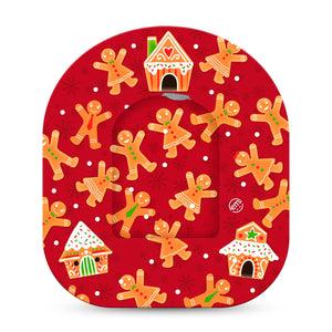 ExpressionMed Gingerbread Fun Omnipod Center Device Sticker and matching Omnipod Adhesive Tape Christmas Red Design with Treats Pump Vinyl Design