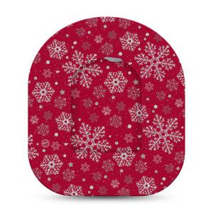 ExpressionMed Silver Snowflakes Omnipod Full Wrap Center Sticker and Mini Tape Maroon Background Silver Snowflakes Vinyl Sticker and Tape Design Pump Design