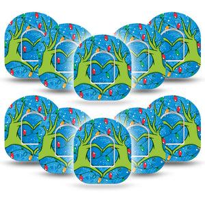 ExpressionMed Holiday Heart Hands Pod Tape 10-Pack Sticker and Tape Snow Love Motion, Medtronic Adhesive Patch Design
