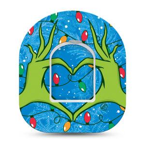 ExpressionMed Holiday Heart Hands Pod Tape Single Sticker and Tape Hearty Hand Motion, Omnipod Fixing Ring Design