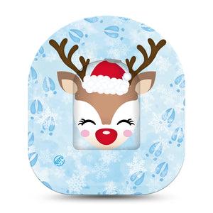 ExpressionMed Flurry the Reindeer Pod Sticker Cute Snow Reindeer, CGM Medtronic Tape and Sticker Pairing