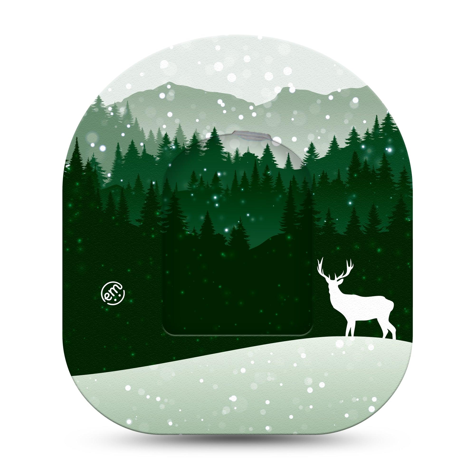 ExpressionMed Winter Wonderland Omnipod Full Wrap Center Sticker and Mini Tape Snowy Season Vinyl Sticker and Tape Design Pump Design