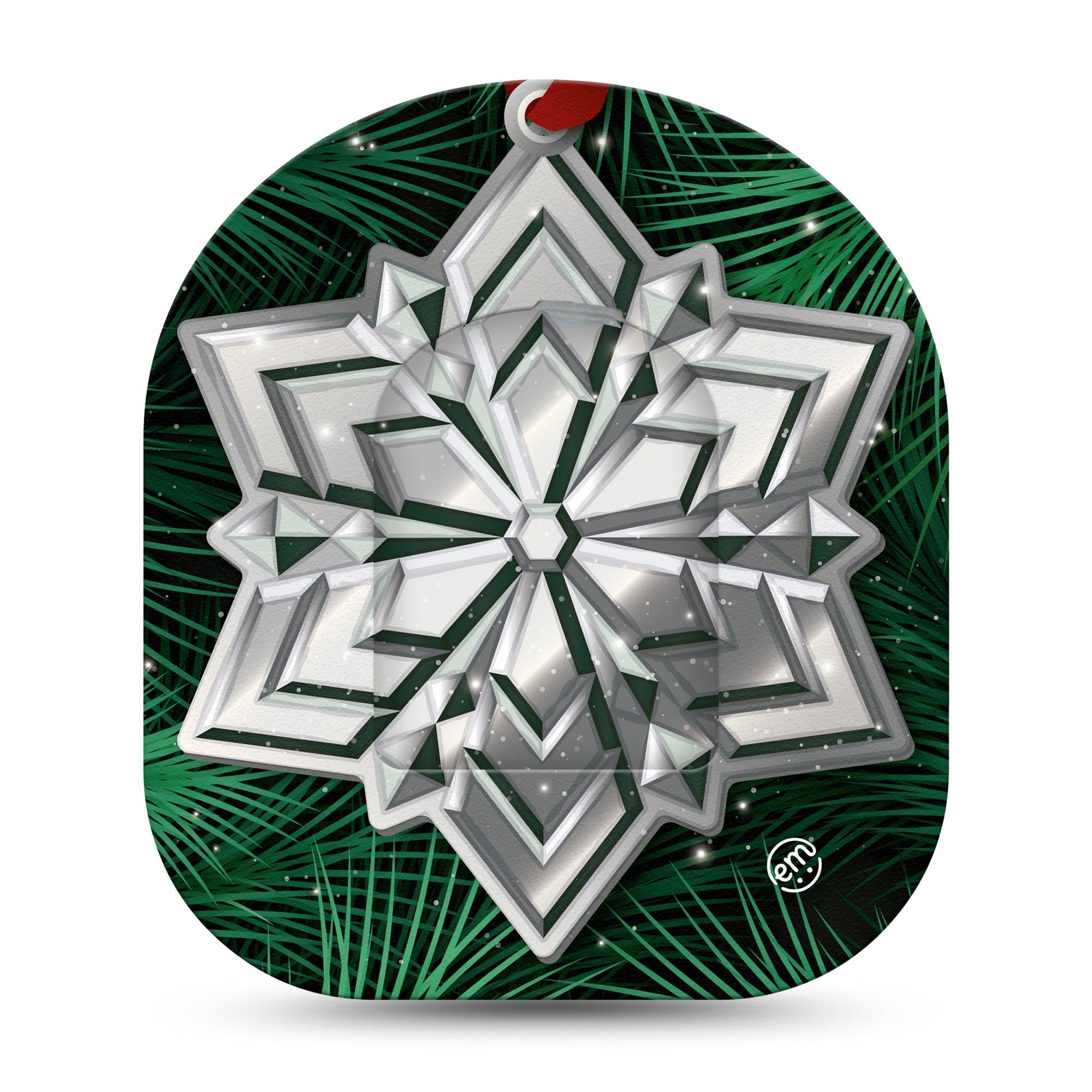 ExpressionMed Metallic Snowflake Pod Sticker Silver Holiday, Omnipod Sticker and Tape Design