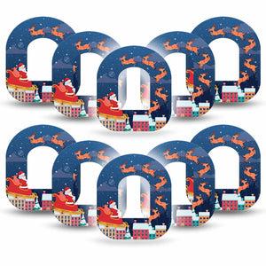 ExpressionMed Santa With Sled Omnipod Tape 10-Pack Tape Cute Santa Illustration, Adhesive Patch Pump Design