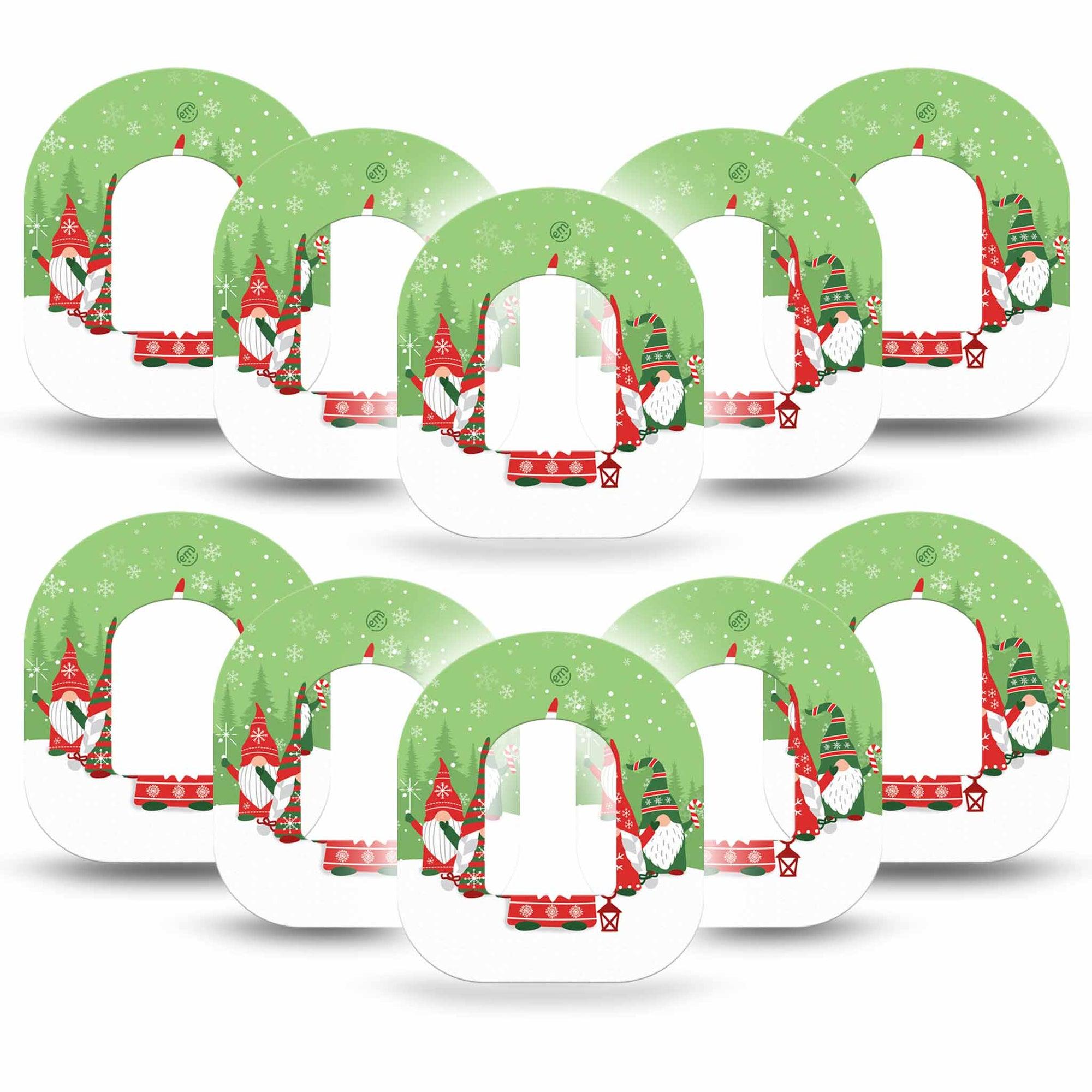 ExpressionMed Holiday Gnomies Omnipod Tape 10-Pack Tape Bright Cute Christmas Gnomes, Adhesive Patch Pump Design
