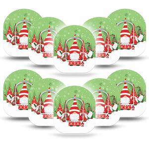 ExpressionMed Holiday Gnomies Omnipod Tape 10-Pack Tape and 10-Pack Sticker Bright Cute Christmas Gnomes, Adhesive Patch Pump Design