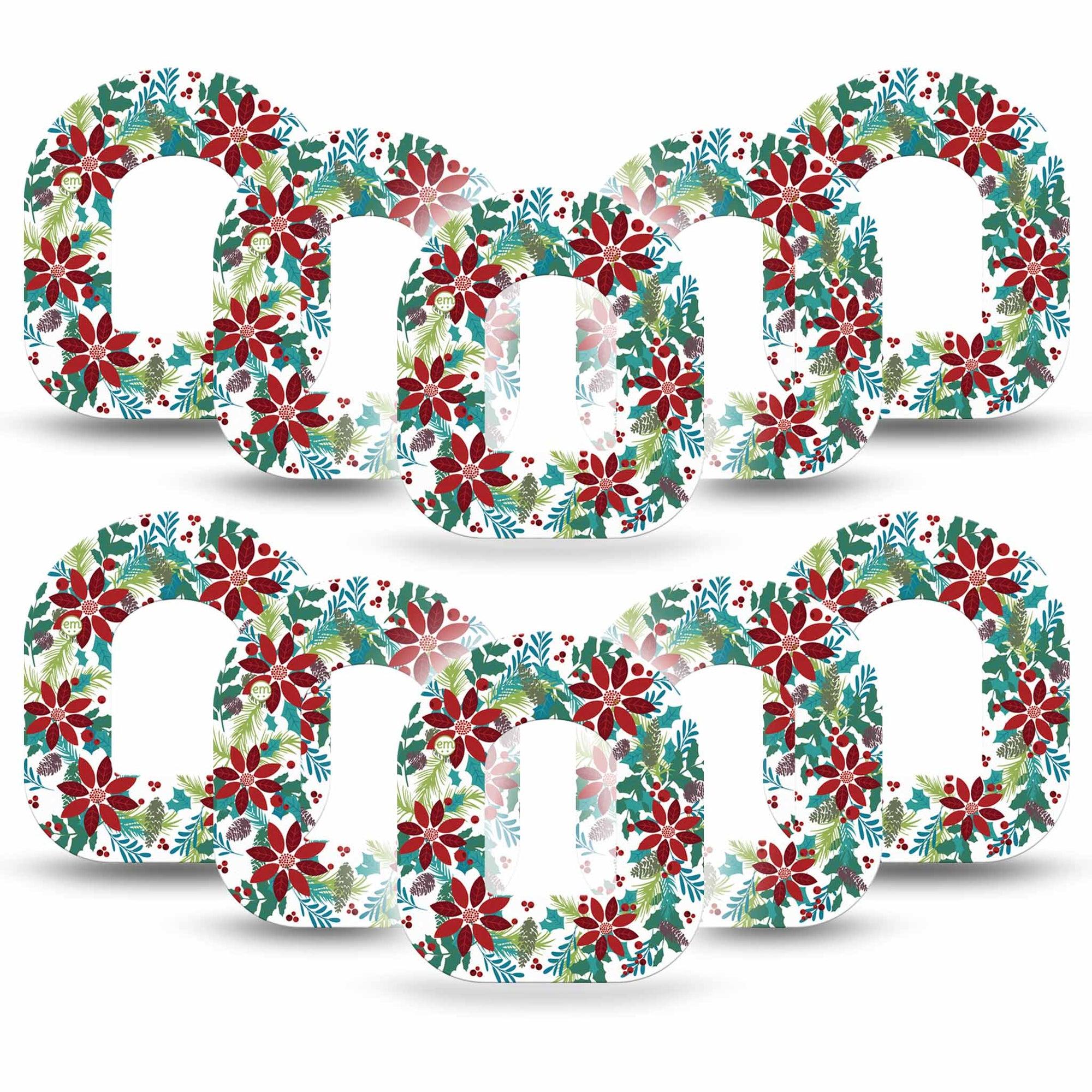 ExpressionMed Christmas Wreath Omnipod Tape 10-Pack Tape Welcoming Holiday Garland, Adhesive Patch Pump Design