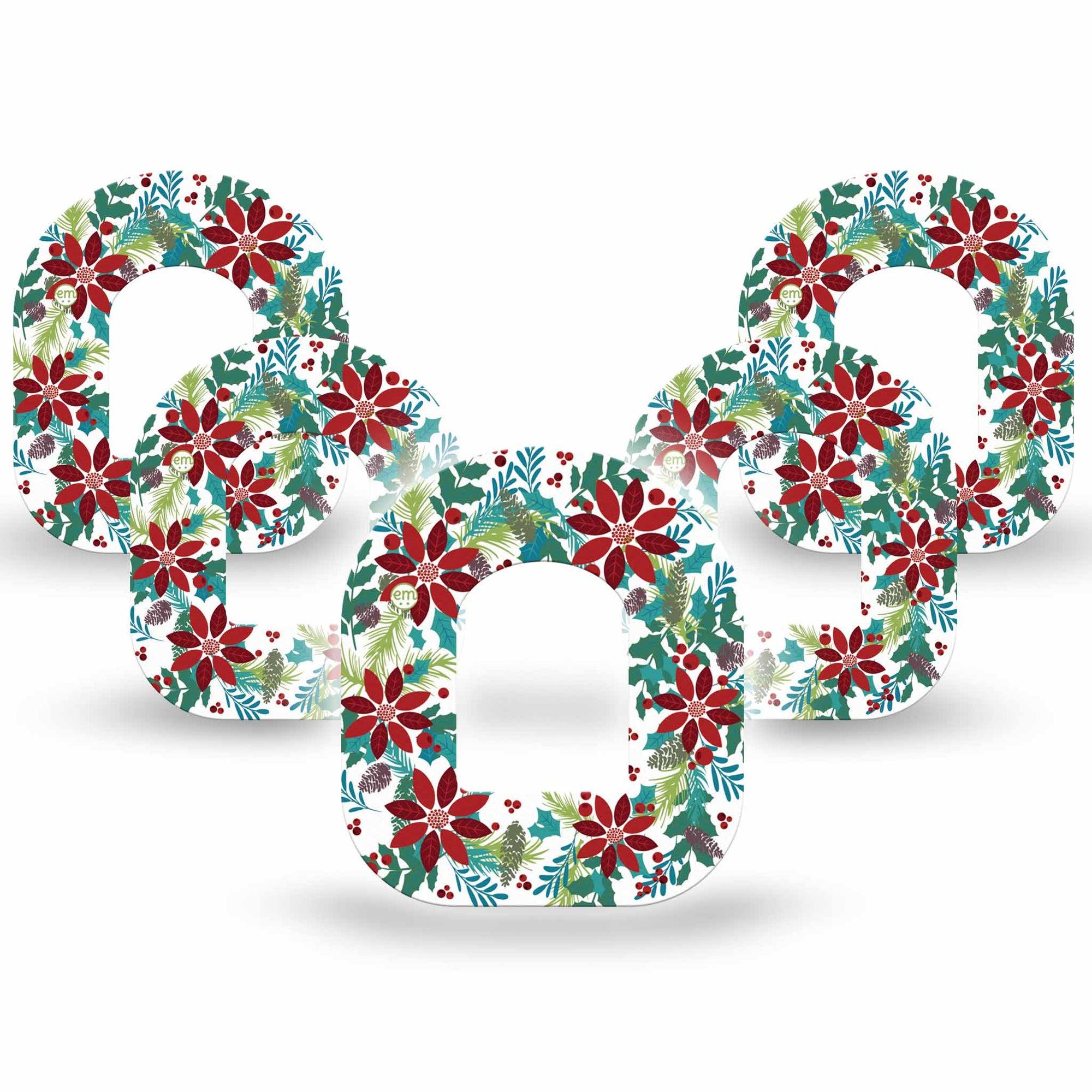 ExpressionMed Christmas Wreath Omnipod Tape 5-Pack Tape Welcoming Holiday Garland, Adhesive Patch Pump Design