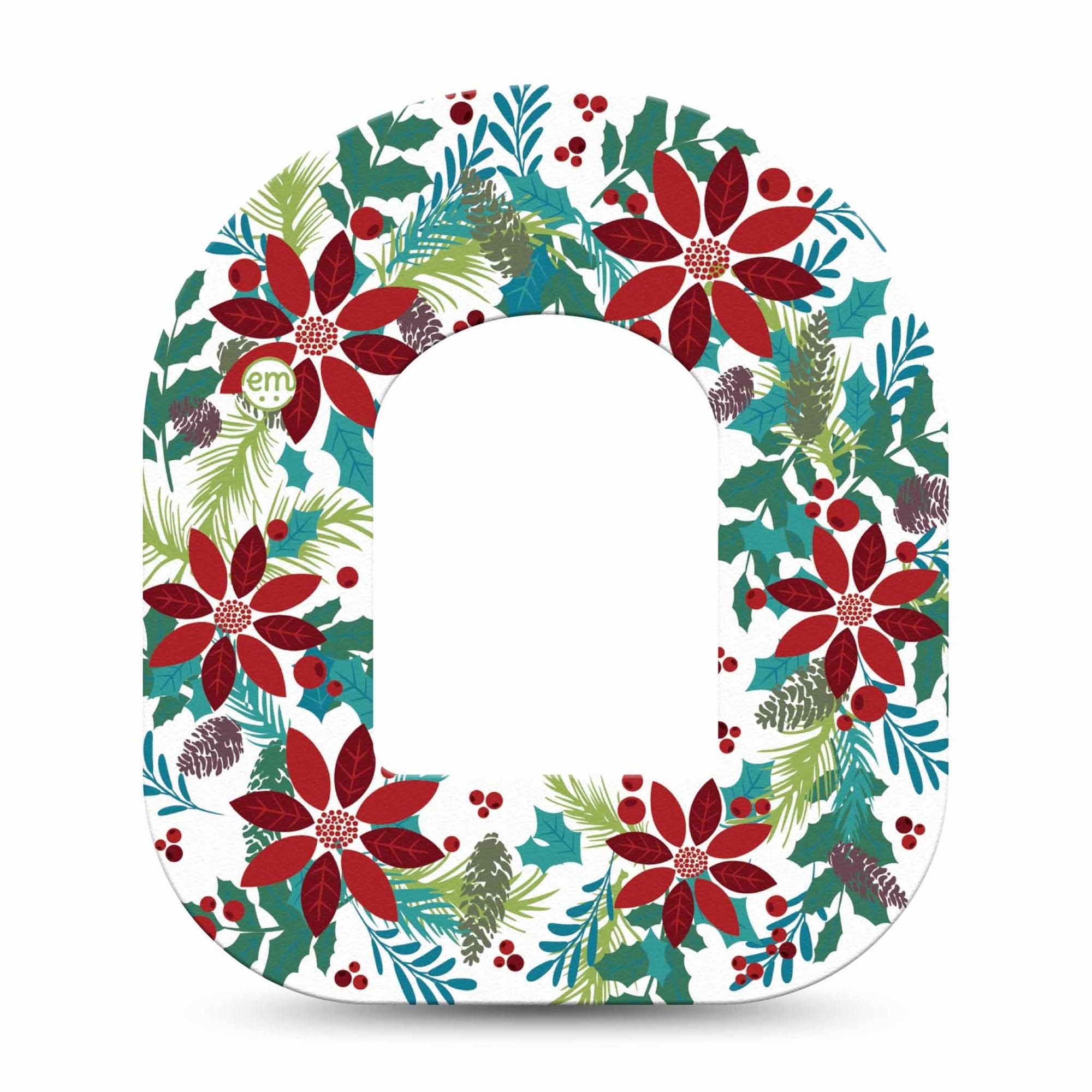 ExpressionMed Christmas Wreath Omnipod Tape Single Tape Happy Holidays Themed Wreath, Adhesive Patch Pump Design