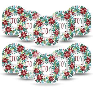 ExpressionMed Christmas Wreath Omnipod Tape 10-Pack Tape and 10-Pack Sticker Winter Holiday Feeling Wreath, Adhesive Patch Pump Design