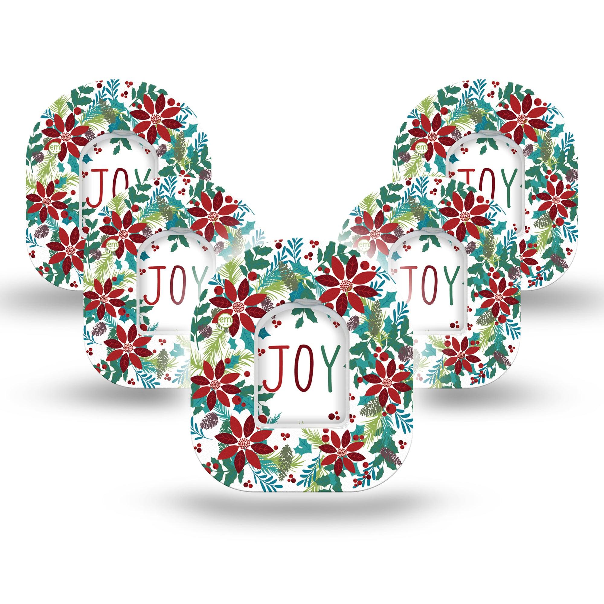 ExpressionMed Christmas Wreath Omnipod Tape 5-Pack Tape and 5-Pack Sticker Winter Holiday Feeling Wreath, Adhesive Patch Pump Design